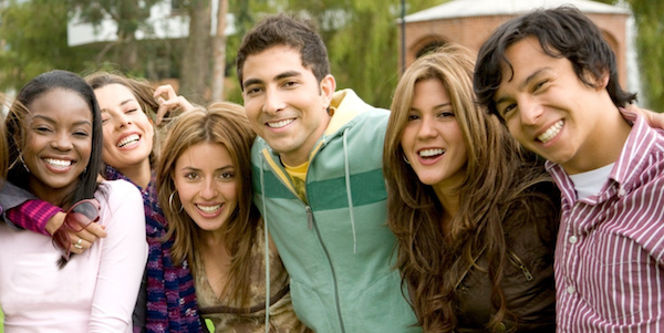 Six high school students relax after school.