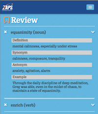 ZAPS College Vocabulary Challenge ZAPS College Vocabulary Challenge review example